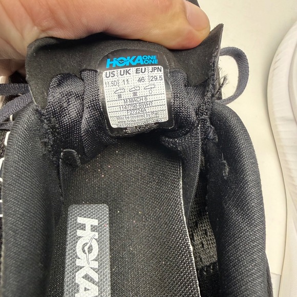 Hoka Mach 6 Mens 11.5 Black White Running Shoes Sneakers Athletic 1147790 BWHT - Picture 11 of 11